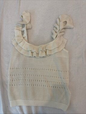7 for all mankindIvory Crochet Knit Tank Top